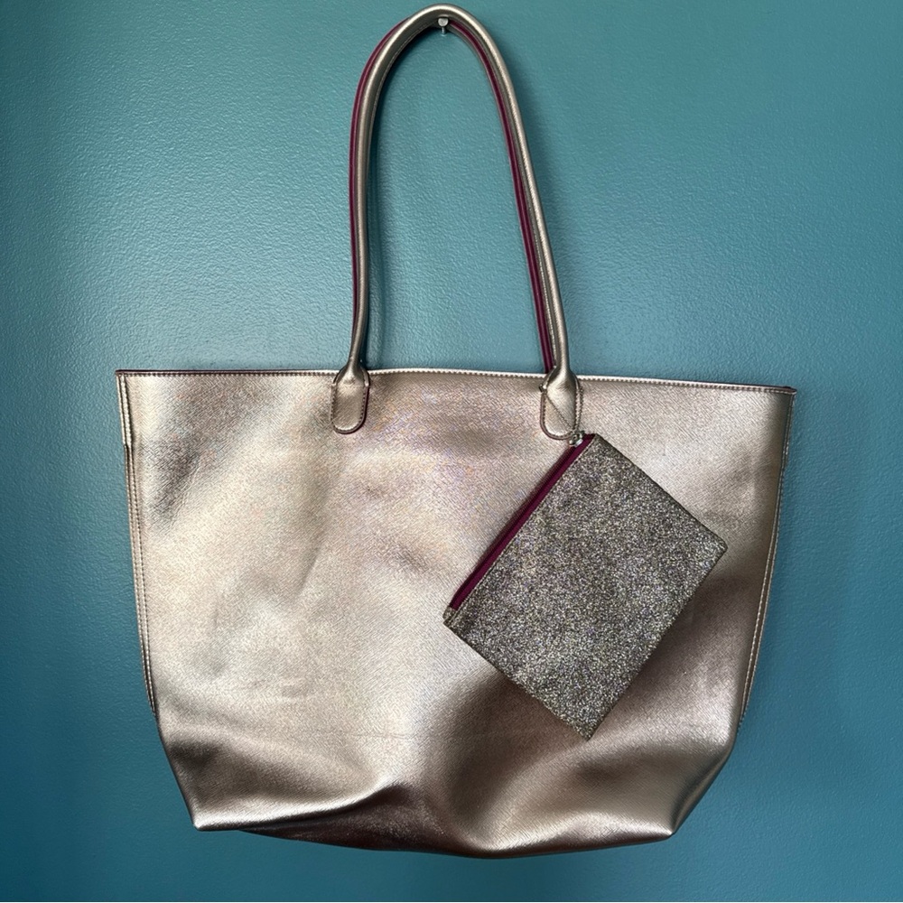 Rose Gold Textured Tote w/ Coin Purse Bath & Body Works 2016 Oversized Tote -NEW